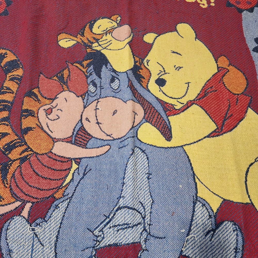Vintage Disney Winnie The Pooh Tapestry Blanket 56x46 - Picture 3 of 8